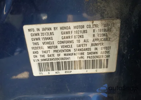 2013 Honda Fit Sport z USA, uszkodzony, nr VIN JHMGE8H50DC060541